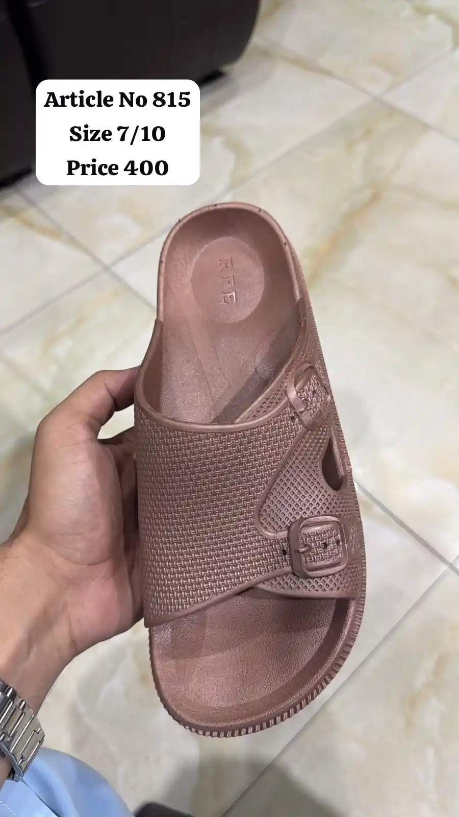 Article 815 men's brown cross-strap plastic slide